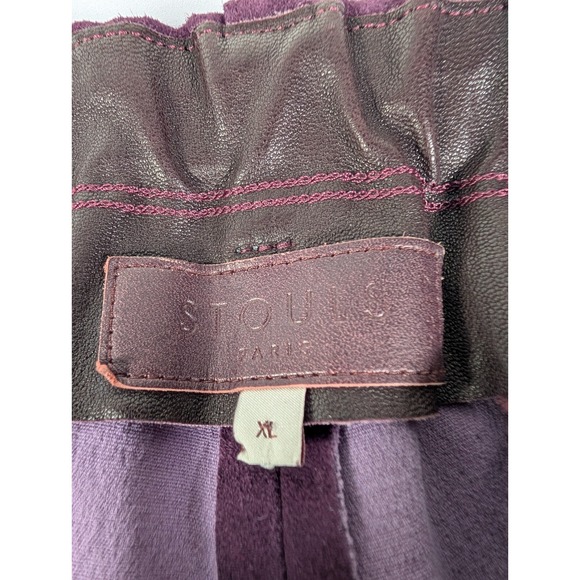 Stouls Pants Womens XL Suede Pull On Maroon Mid-Rise Wide Leg Pockets Stretch - Picture 3 of 13